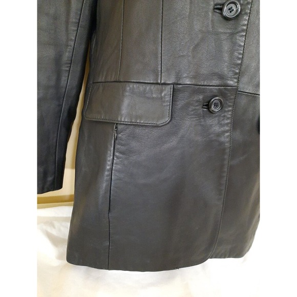 Womens Leather Jacket Medium 37" Black Fleet Street Mint - Picture 4 of 14